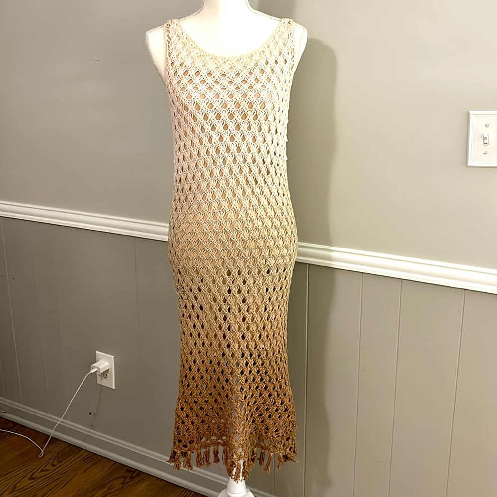 Tommy Bahama open knit Maxi with fringe. Size S